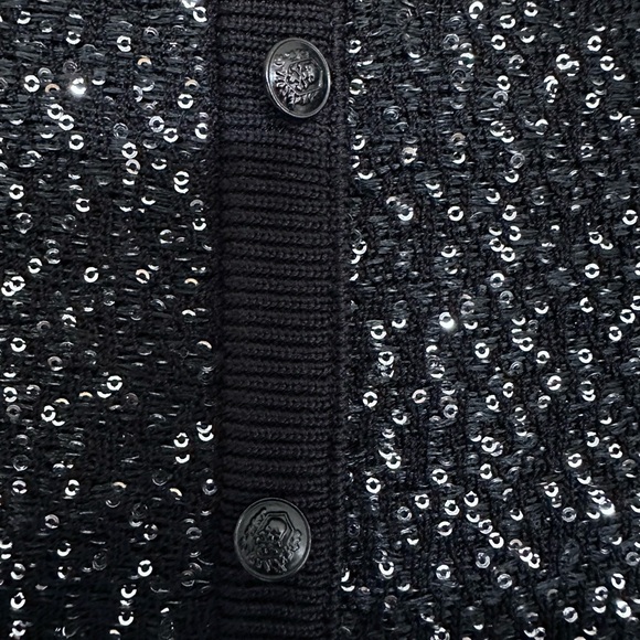 NWT | The Kooples | Black Knit Pencil Midi Skirt | Silver Sequin-Embellished - Picture 4 of 10